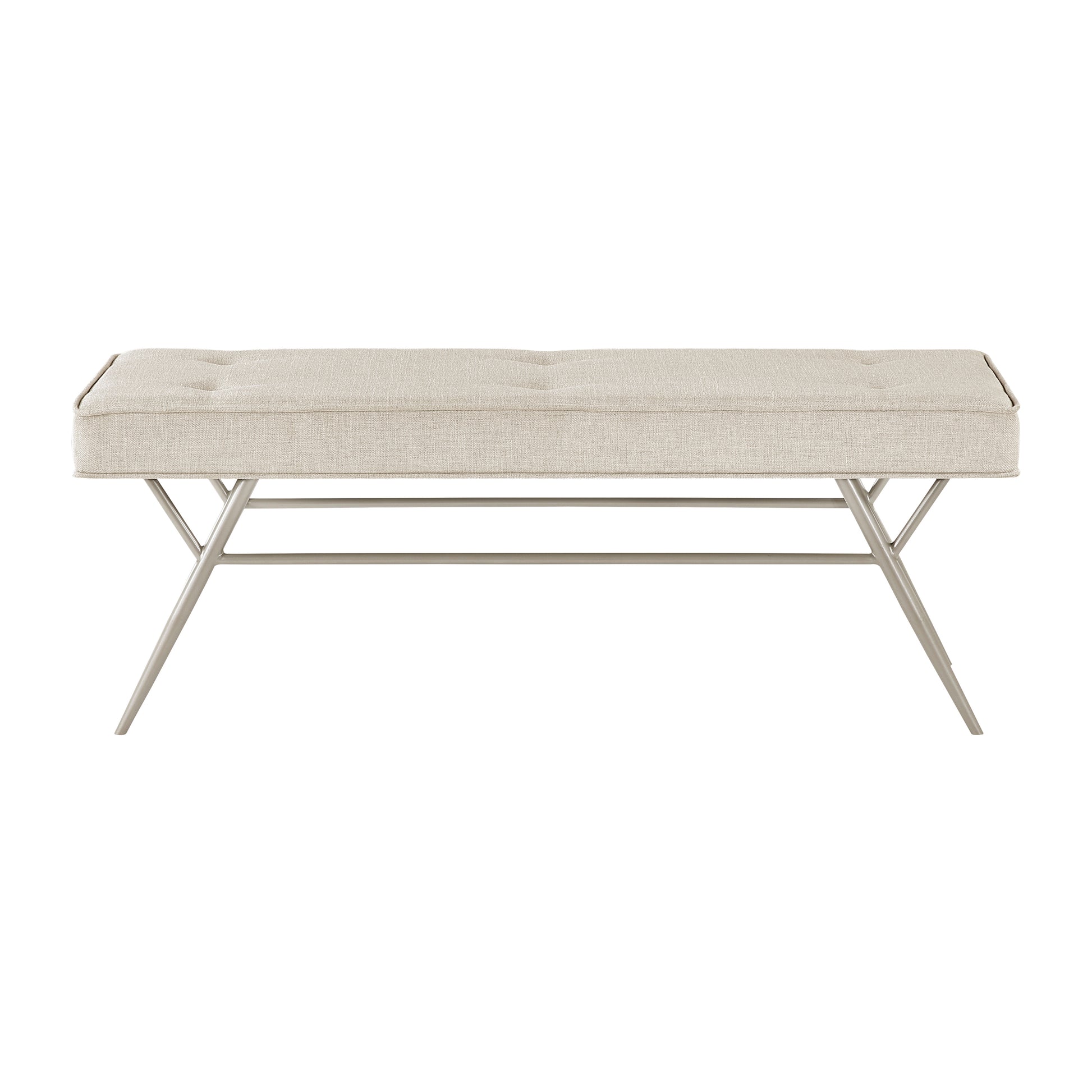 Upholstered Bench - Beige Champagne Metal Legs