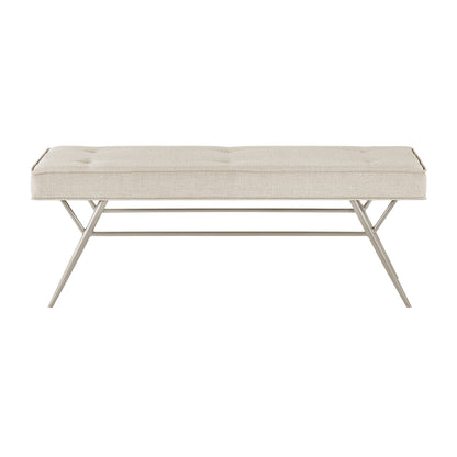 Upholstered Bench - Beige Champagne Metal Legs