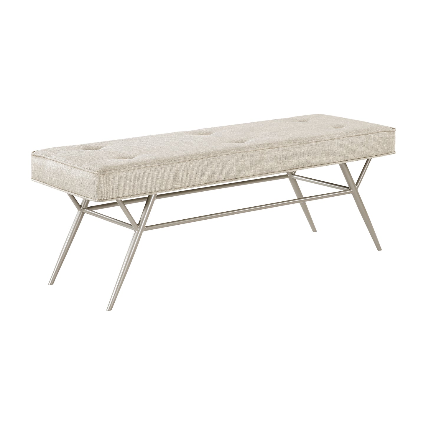 Upholstered Bench - Beige Champagne Metal Legs