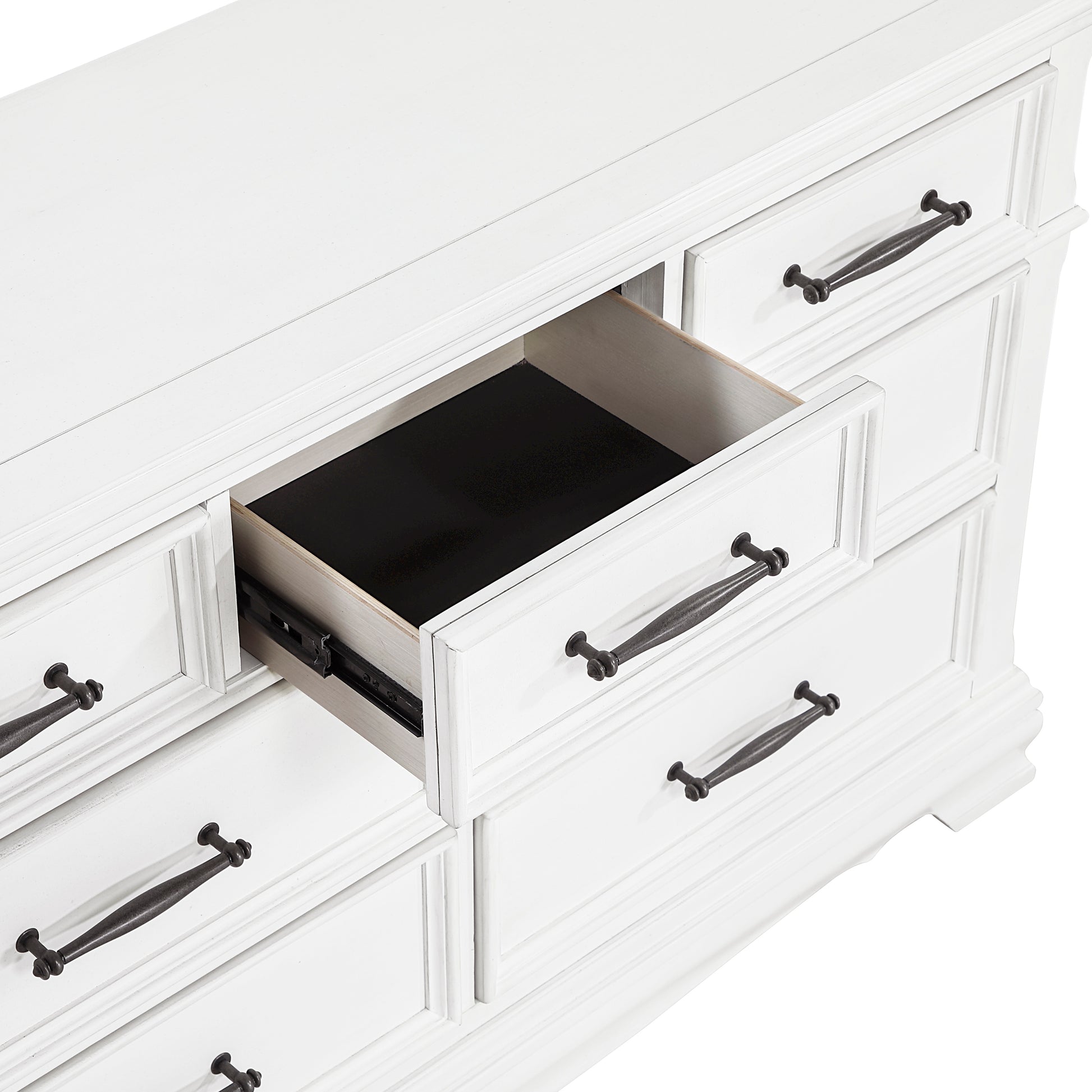 7-Drawer White Wood Dresser - Farmhouse Bedroom Storage