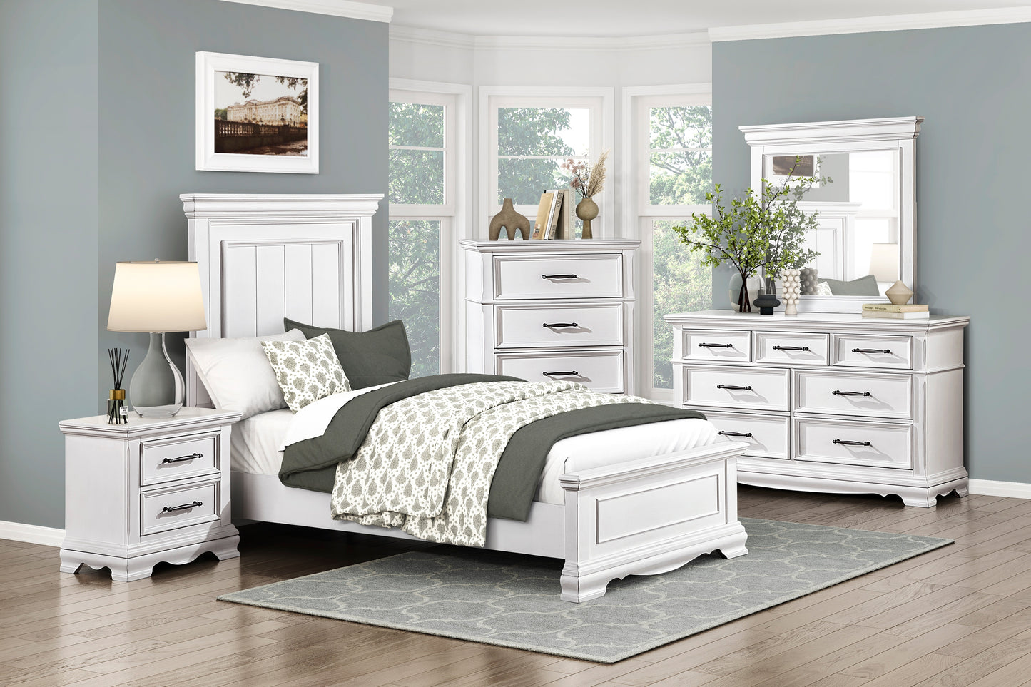 7-Drawer White Wood Dresser - Farmhouse Bedroom Storage