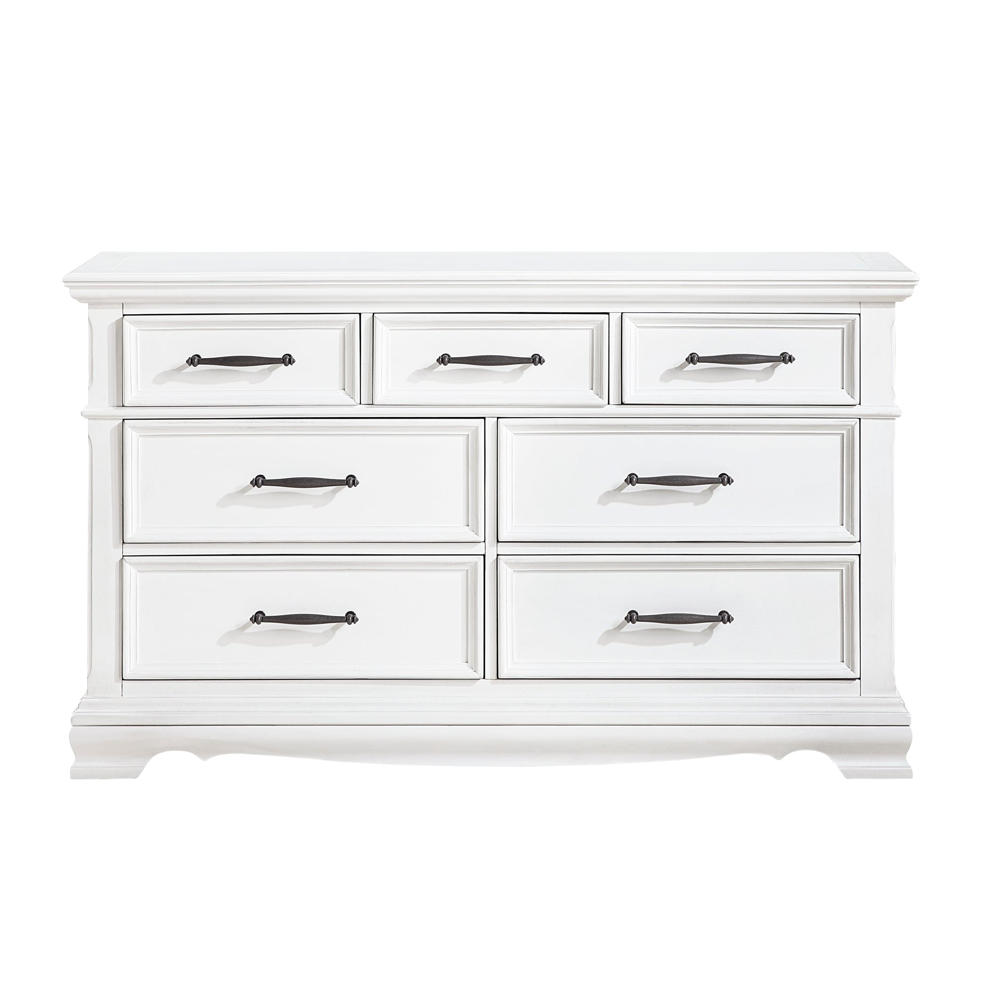 White Finish Elegant 7-Drawer Cabinet Dresser Solid Wood Bedroom Furniture 1pc Storage Unit