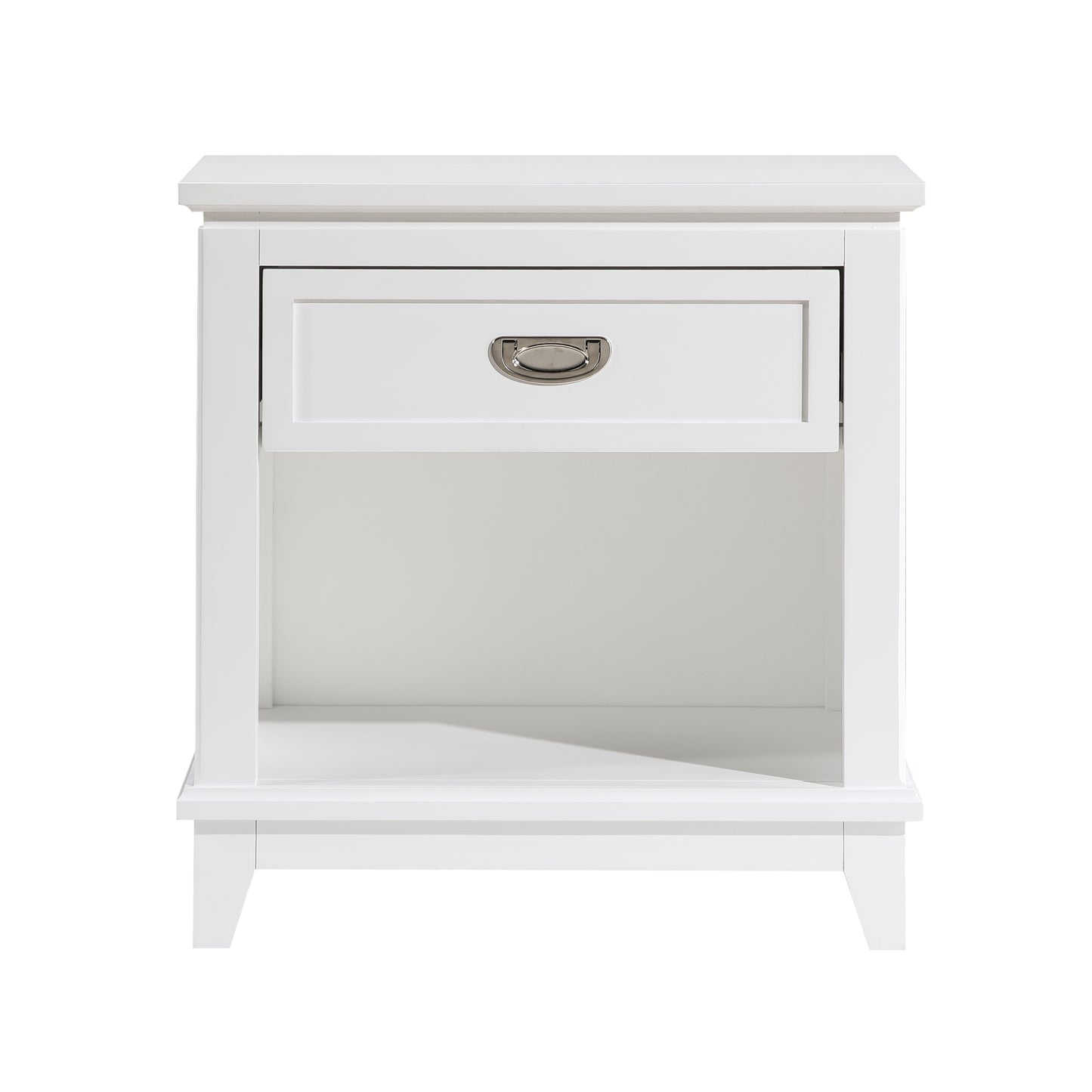 White Wood Bedside Cabinet with 1 Drawer