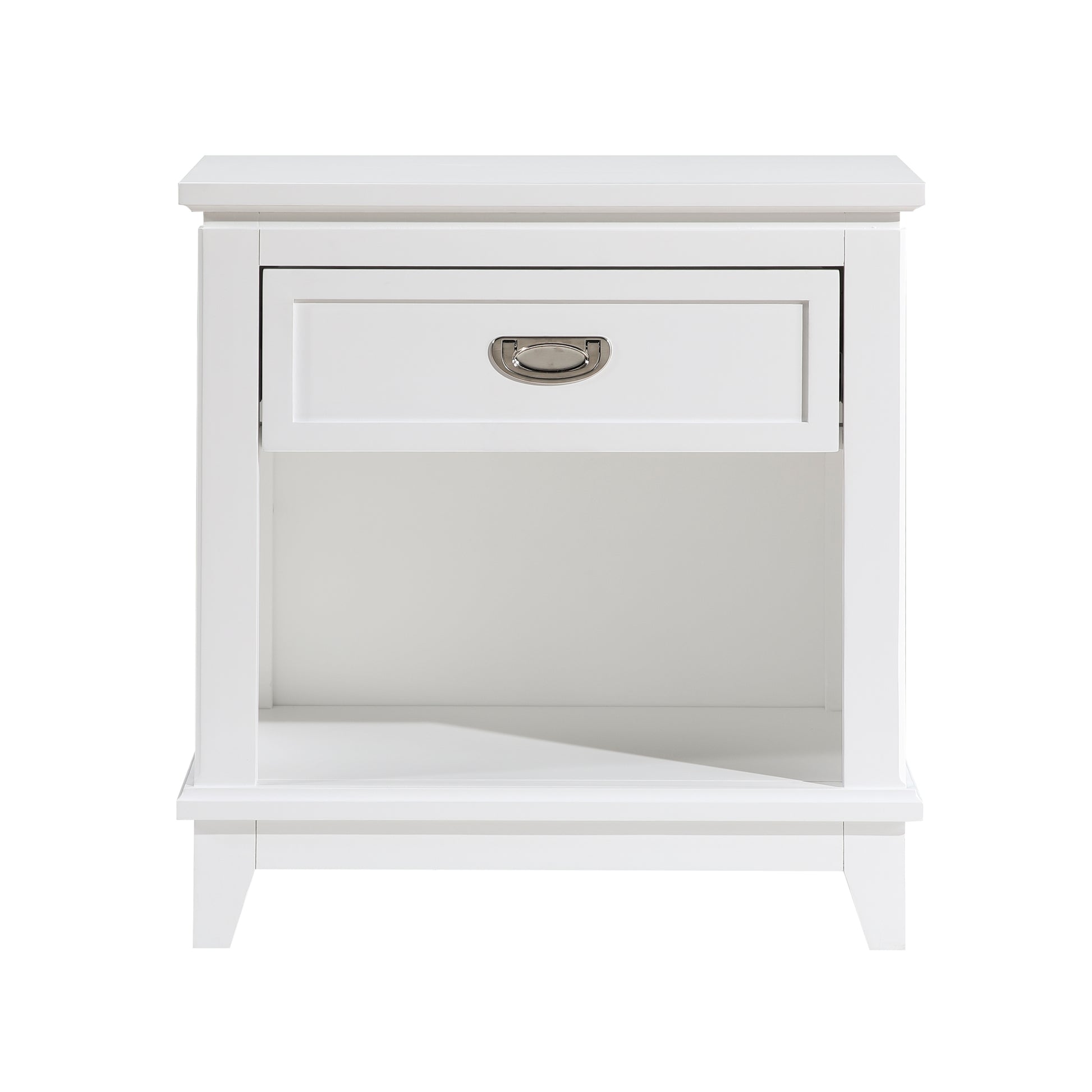 White Wood Bedside Cabinet with 1 Drawer