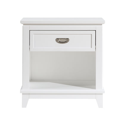 White Wood Bedside Cabinet with 1 Drawer
