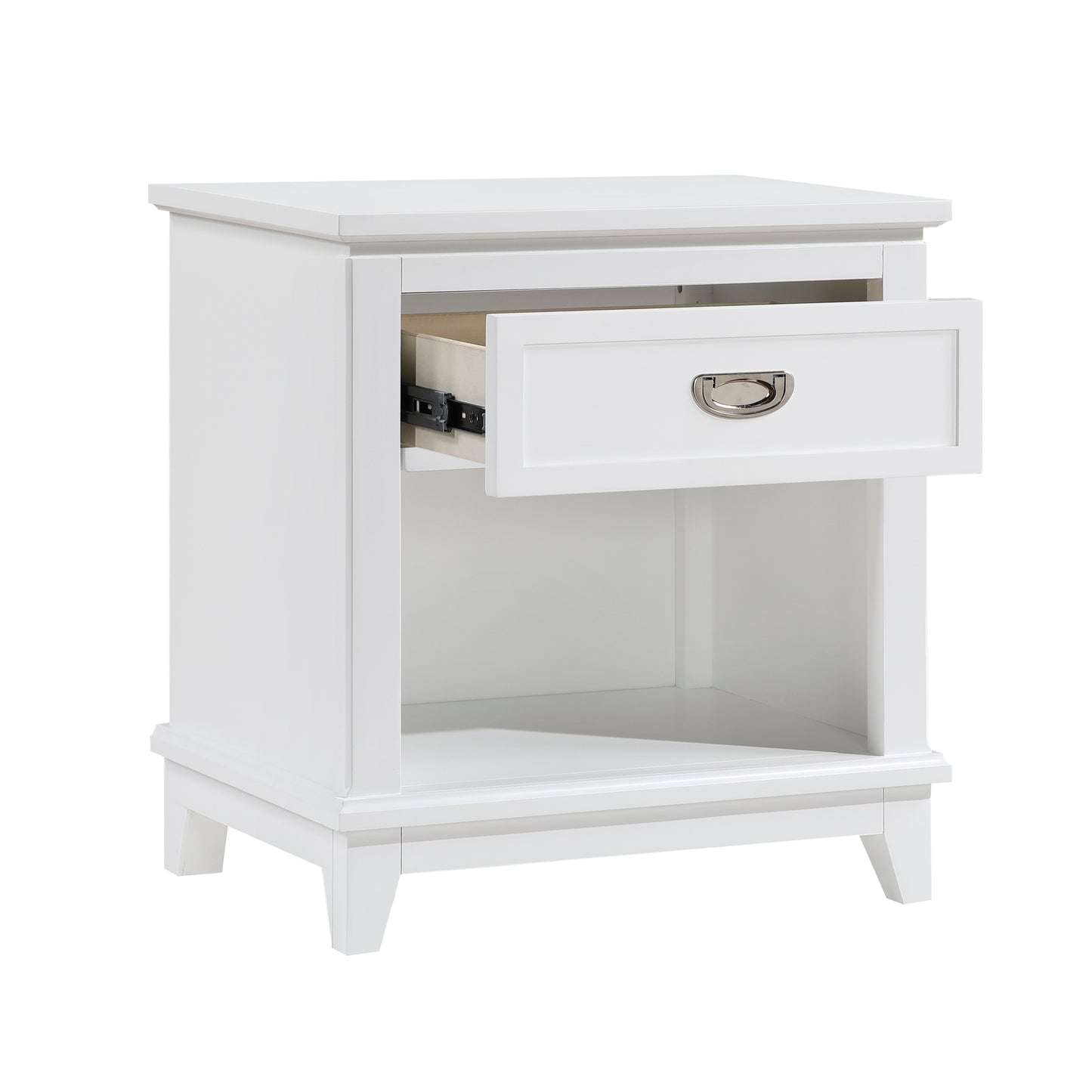 White Wood Bedside Cabinet with 1 Drawer