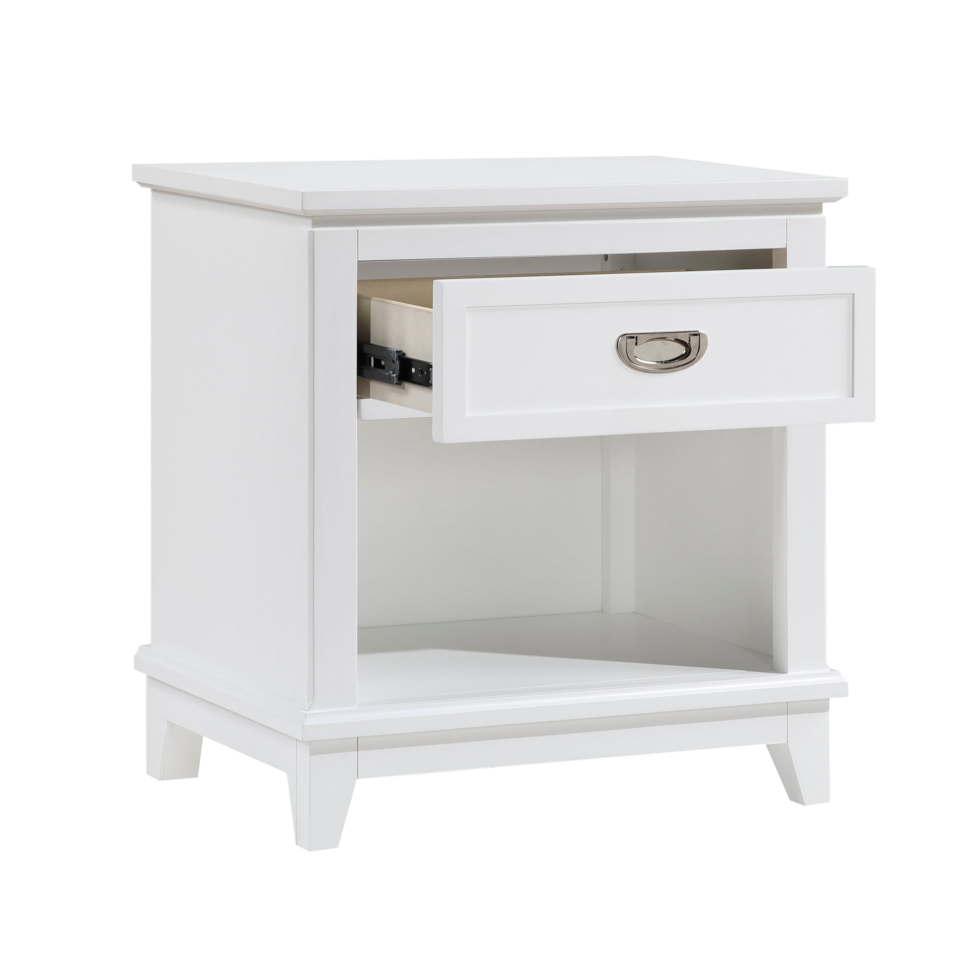 White Wood Bedside Cabinet with 1 Drawer