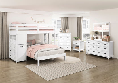 White Wood Bedside Cabinet with 1 Drawer