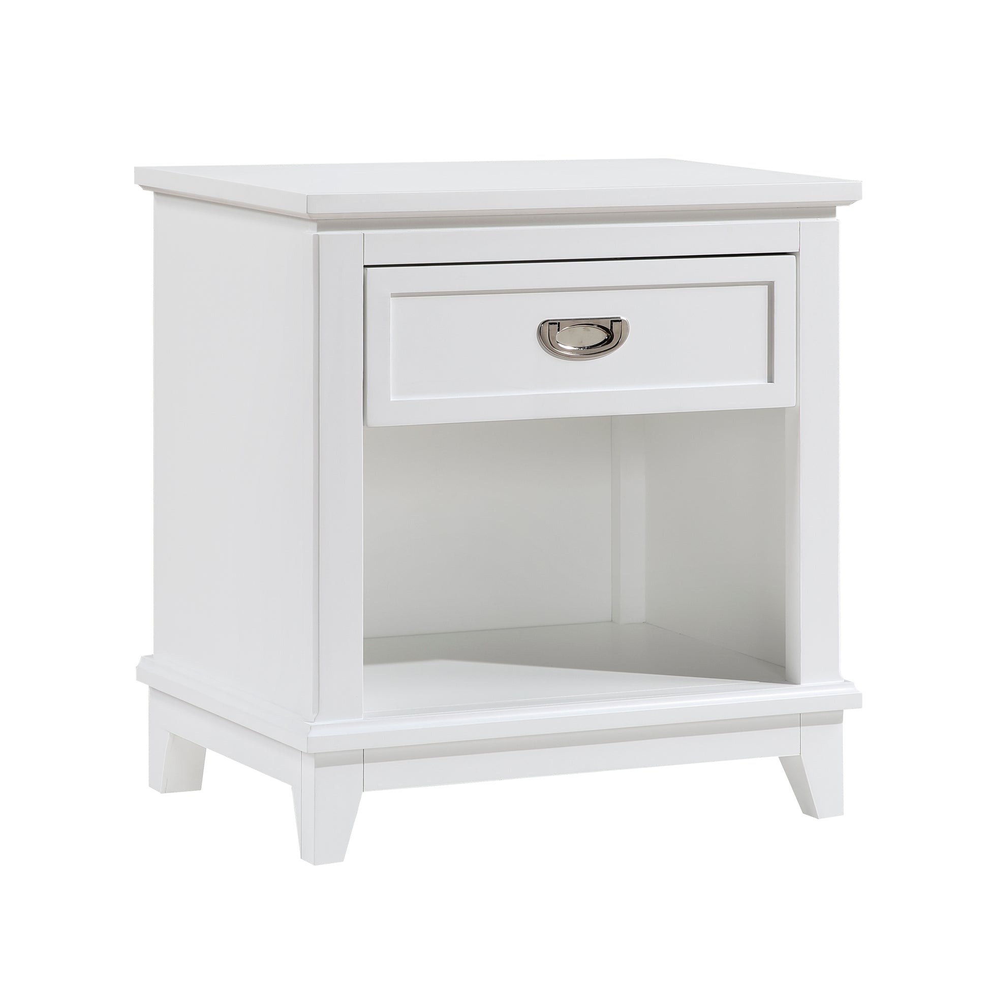 White Finish 1pc Nightstand with Storage Drawer Bottom Shelf Classic Style Bedroom Furniture