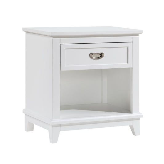 White Finish 1pc Nightstand with Storage Drawer Bottom Shelf Classic Style Bedroom Furniture