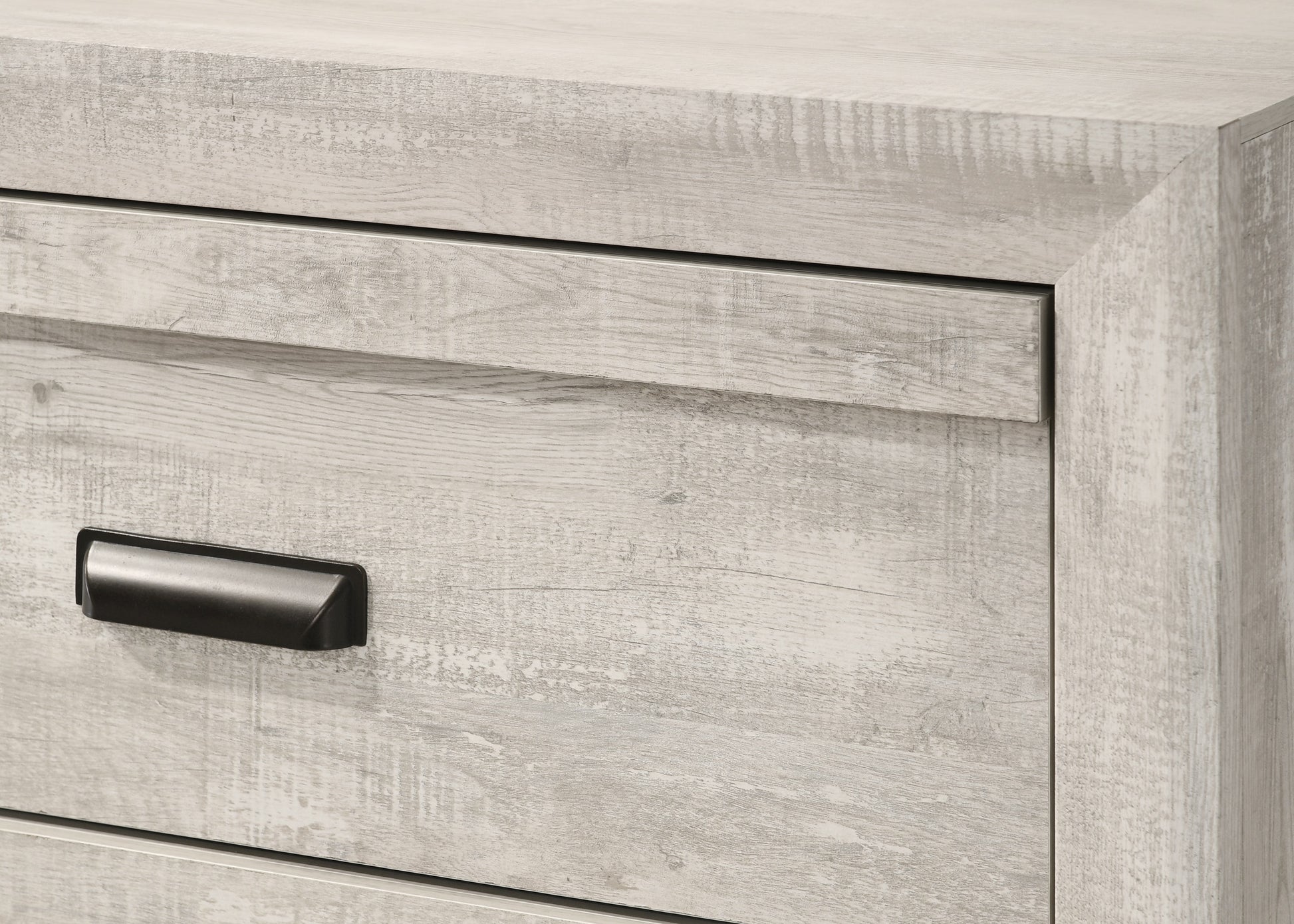 Beige Gray Wood Chest of Drawers - 5 Drawer Dresser