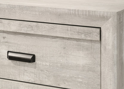 Beige Gray Wood Chest of Drawers - 5 Drawer Dresser