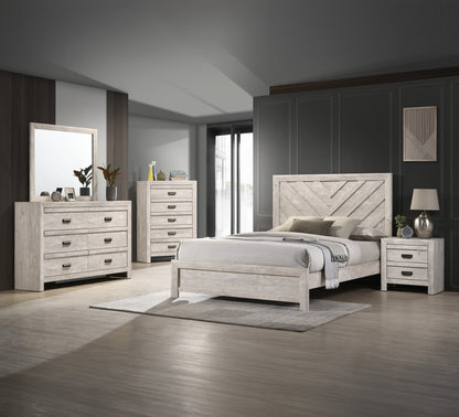 Beige Gray Wood Chest of Drawers - 5 Drawer Dresser
