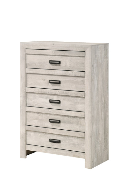 1pc Contemporary Chest Five Storage Drawers Rustic Beige Gray Finish Bedroom Wooden Furniture