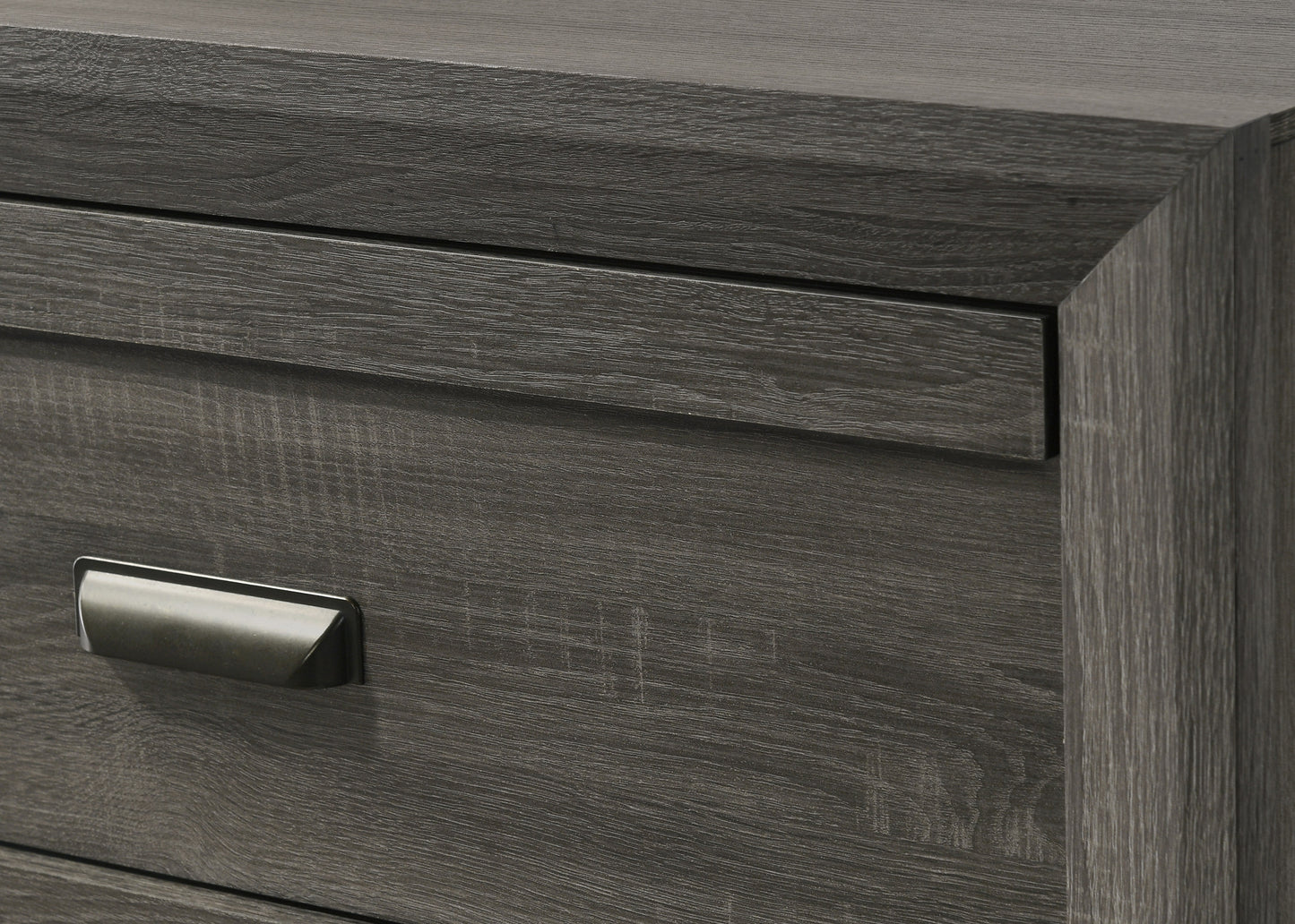 Gray Rustic Nightstand with 2 Drawers - Wood Bedroom End Table