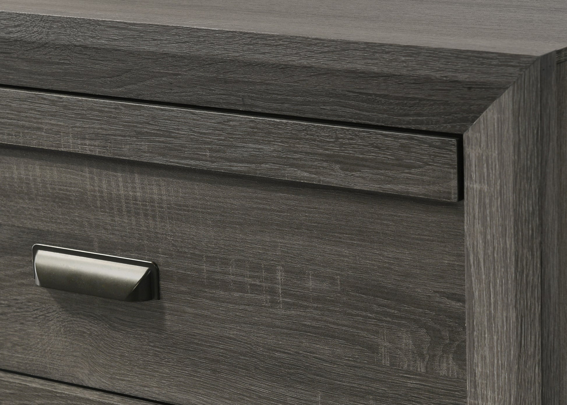 Gray Rustic Nightstand with 2 Drawers - Wood Bedroom End Table