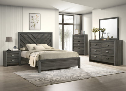 Gray Rustic Nightstand with 2 Drawers - Wood Bedroom End Table