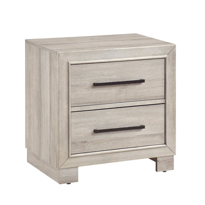 Modern Gray Finish Two-Drawer Nightstand Wooden Bedroom Furniture 1pc Bedside Cabinet