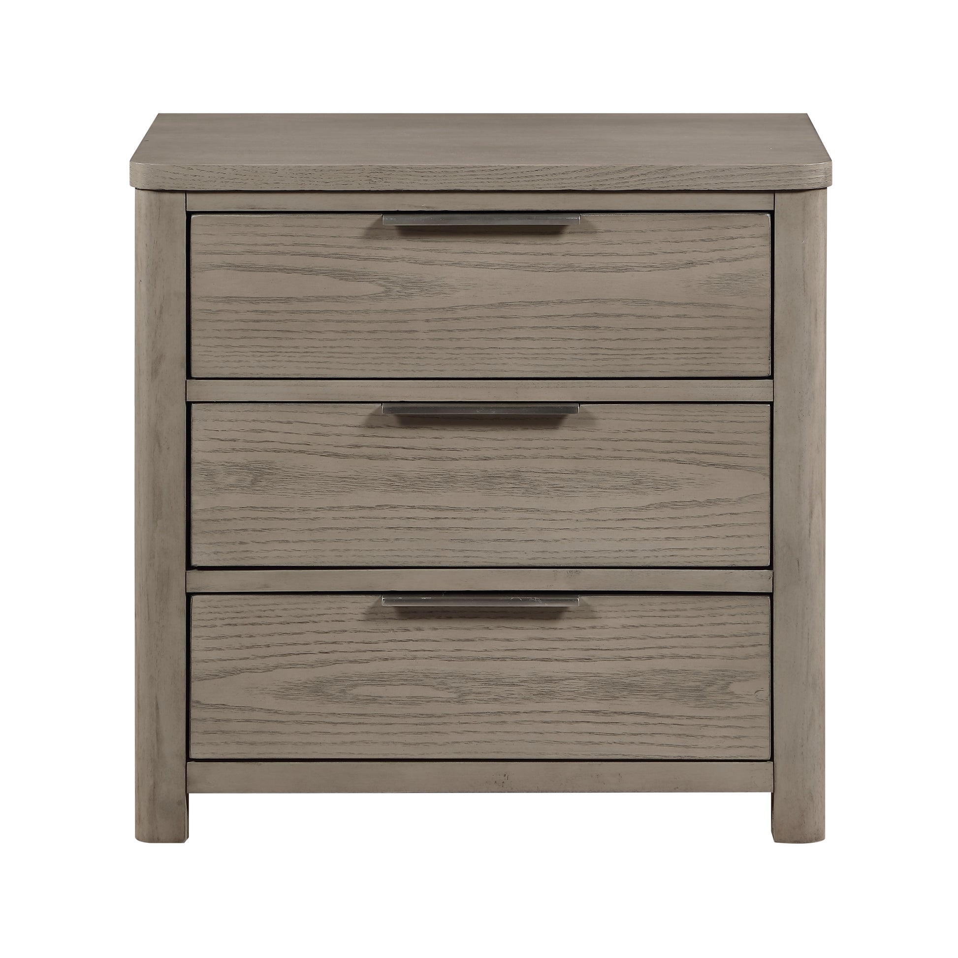 Contemporary Light Gray Finish Nightstand of 3-Drawers Dovetail Bedroom Furniture 1pc Bedside Table