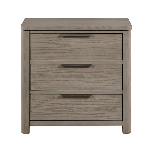 Contemporary Light Gray Finish Nightstand of 3-Drawers Dovetail Bedroom Furniture 1pc Bedside Table