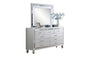 Glam Style 1pc Dresser Snake Skin Design Glass Panel Gourd Legs Silver Finish Bedroom Furniture