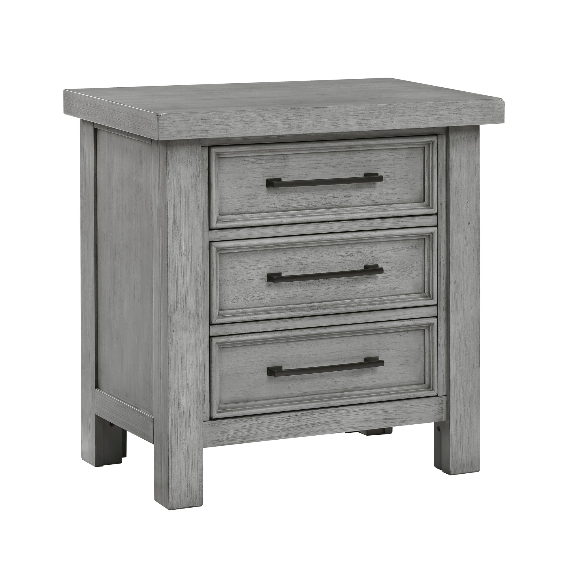 Transitional Antique Gray Finish Nightstand of 3x Drawers Classic Bedroom Furniture 1pc Bedside Cabinet