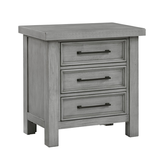 Transitional Antique Gray Finish Nightstand of 3x Drawers Classic Bedroom Furniture 1pc Bedside Cabinet