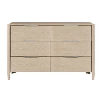 Modern Six Drawers Dresser Light Oak Finish Bedroom Furniture 1pc Storage Cabinet
