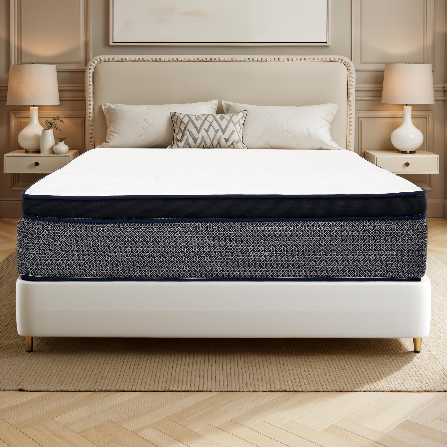 Queen Size 10 Inch Firm Hybrid Mattress with Cooling Knit Cover, Gel Memory Foam Mattress in a Box