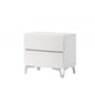 Modern Lacquer 2-Drawer Nightstand with Acrylic Legs, High Gloss Finish Wood Bedside Table, White