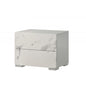 White/Gray Wood Modern Lacquer Nightstand with Marble Laminate, High Gloss Finish Bedside Cabinet