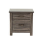 Wooden 2 Drawers Nightstand in Brown Finish
