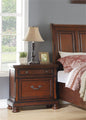Rubber Wood 2 Drawers Nightstand in Antique Cherry Finish