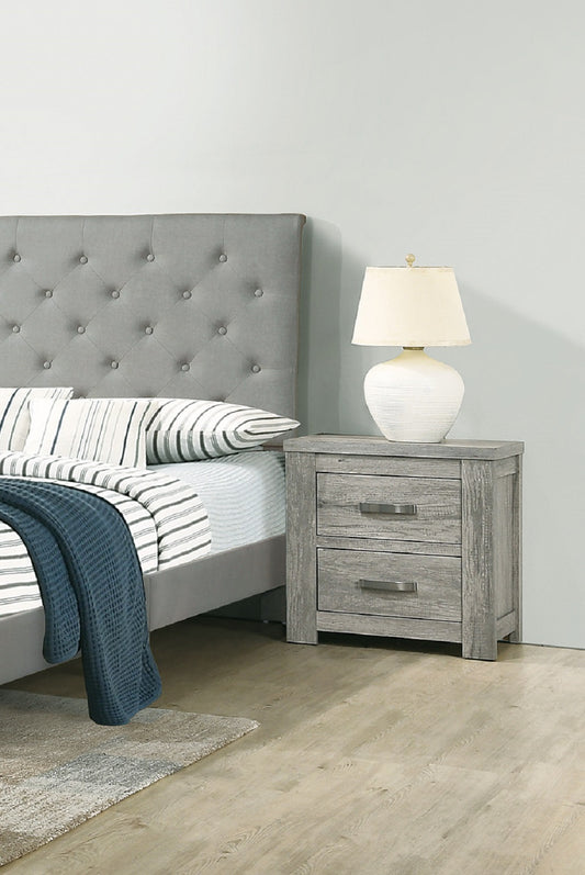 2 Drawers Bedroom Wooden Nightstand in Grey Finish