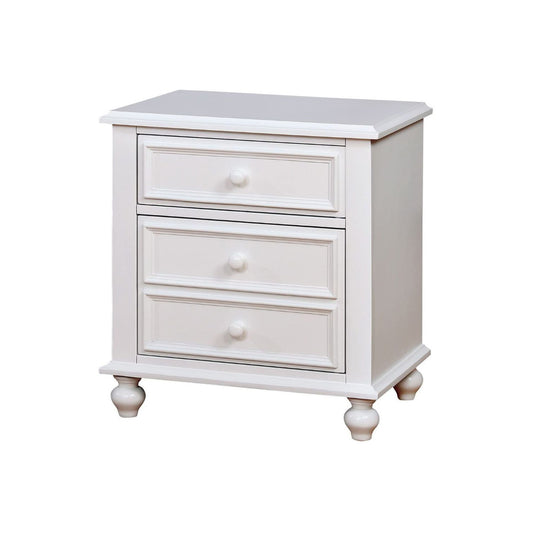 Wooden Nightstand With 2 Drawers, White