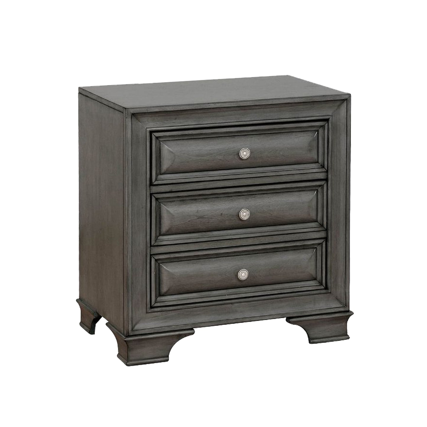 3 Drawers Wooden Nightstand with USB and Power Outlet, Gray