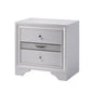 3 Drawers Wooden Nightstand with Nickel Round Knobs, White