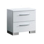 2 Drawers Wooden Nightstand, Glossy White