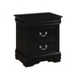 Solid Pine Nightstand with 2 Drawers in Black Finish