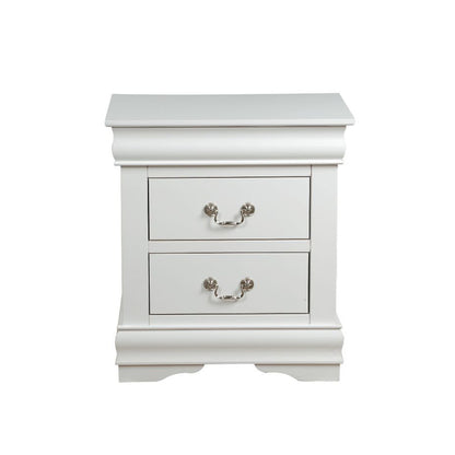 Solid Pine Nightstand with 2 Drawers in White Finish