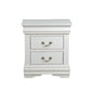 Solid Pine Nightstand with 2 Drawers in White Finish
