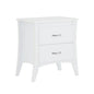 MDF Wooden Nightstand with 2 Drawers in White Finish