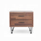2 Drawers Nightstand with Metal Legs, Walnut
