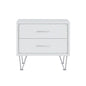 2 Drawers Nightstand with Metal Legs, White
