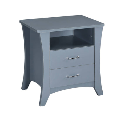 Nightstand with Top Open Compartment and 2 Drawers, Gray