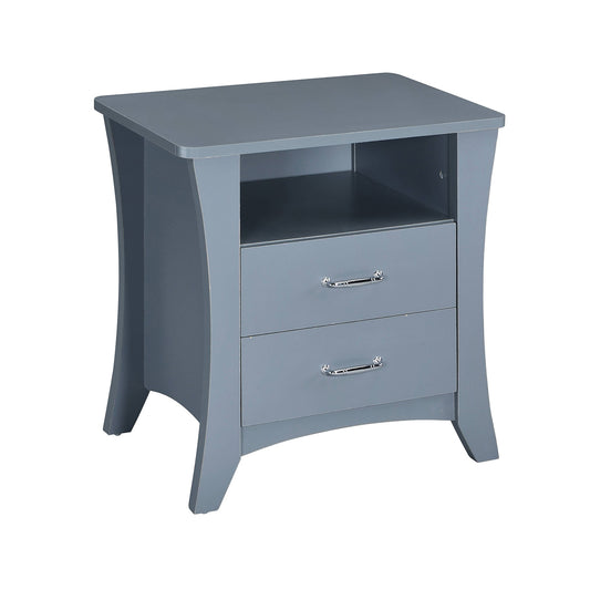 Nightstand with Top Open Compartment and 2 Drawers, Gray
