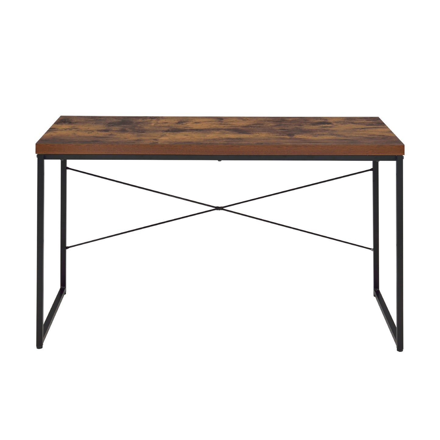 Rectangular Top Writing Desk with Metal Legs, Weathered Oak and Black