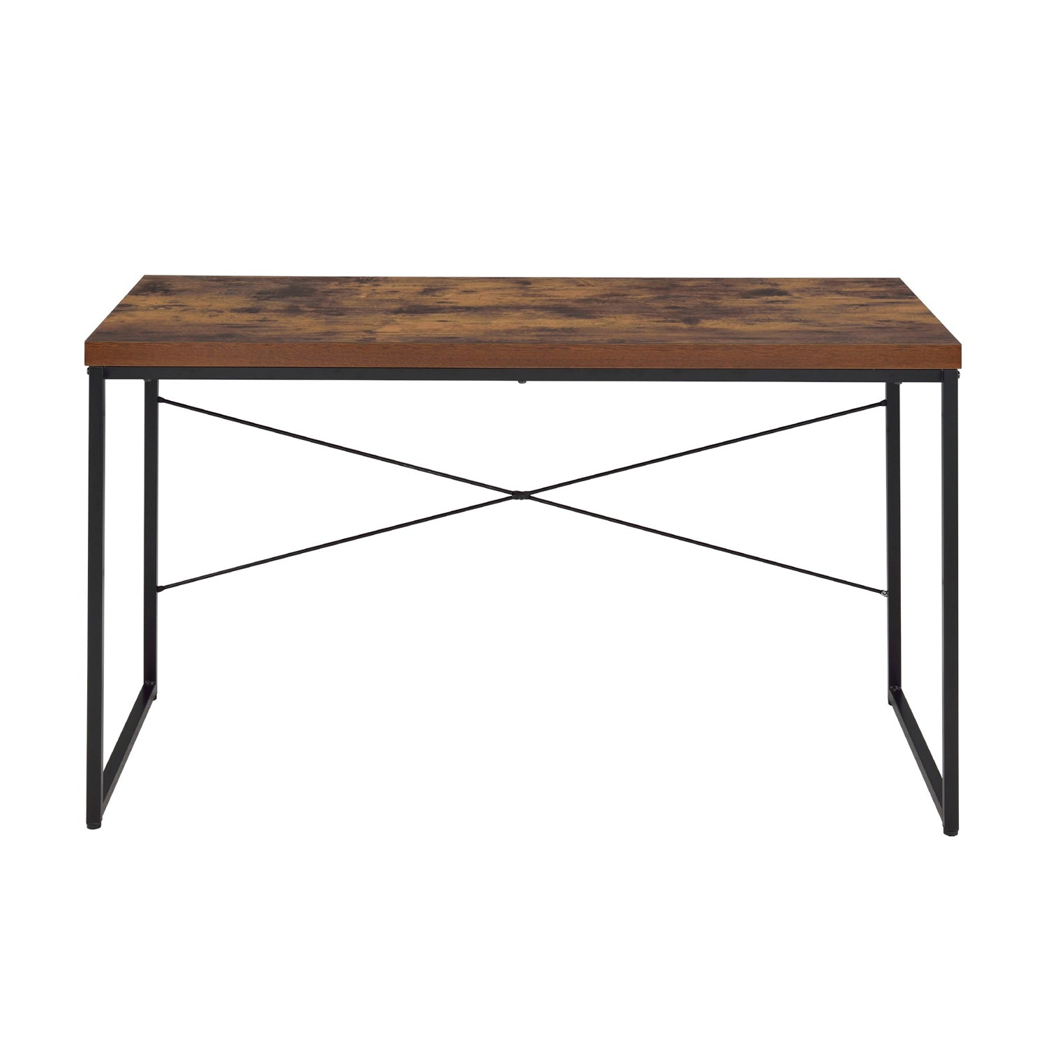 Rectangular Top Writing Desk with Metal Legs, Weathered Oak and Black