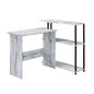 Rectangular Writing Desk with Side Shelf, Antique White and Black