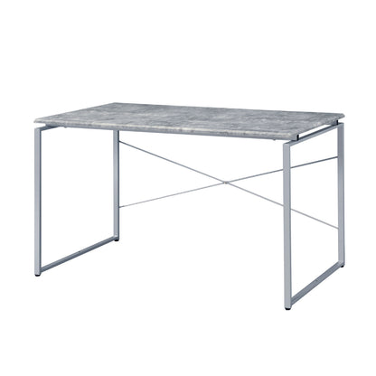 Faux Concrete Top Rectangular Writing Desk, Silver